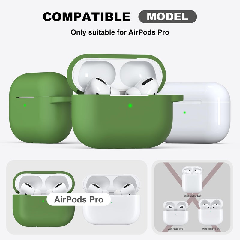 R-fun for AirPods Pro 2nd/1st Generation Case with Cleaner Kit,Soft Silicone Protective Case Cover for Apple AirPod Pro 2/1 for Women Men,AirPods Pro Case Accessories with Keychain,Grass Green - Image 4
